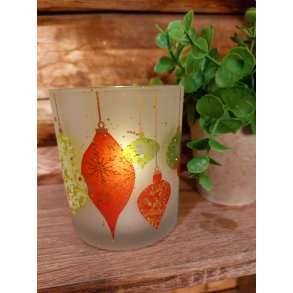 VAKKERT LYSGLASS MED JULEMOTIV, H 10 CM