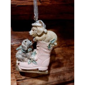 VAKKERT OPPHENG TIL TREET, HUNDER I STVEL, H 5, L 7,5 CM