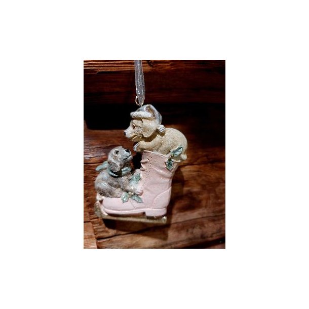 VAKKERT OPPHENG TIL TREET, HUNDER I STVEL, H 5, L 7,5 CM