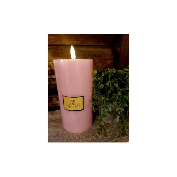 VAKKERT LEDLYS MED TIMER, ROSA, 7,5 x 15 CM