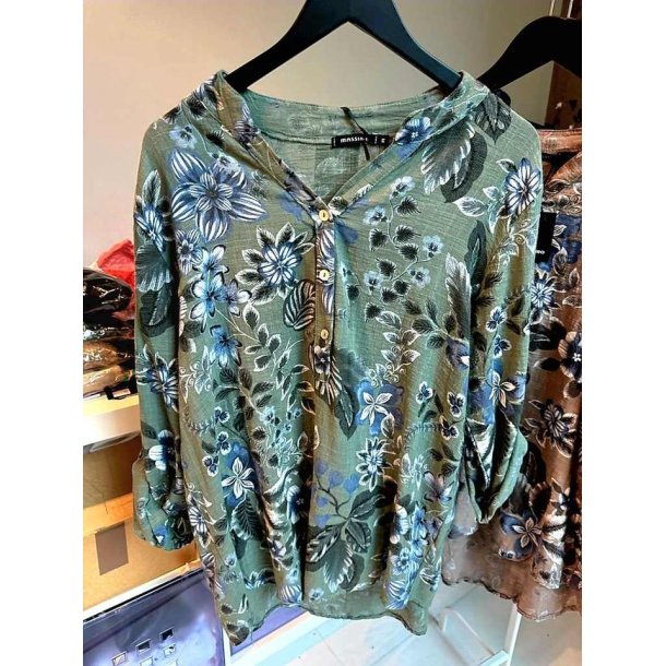 NYDELIG MNSTRET BLUSE I BOMULL, GRNN