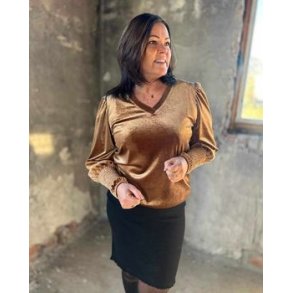 LEKKER TOPP I VELOUR, BEIGE M/STRIKK P ERMET