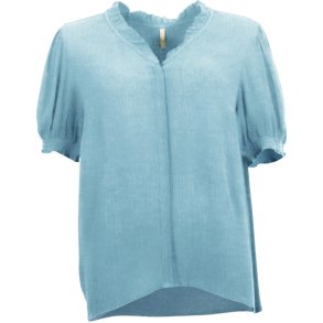 VAKKER VISCOSE BLUSE MED KORT ARM, LYS BL�