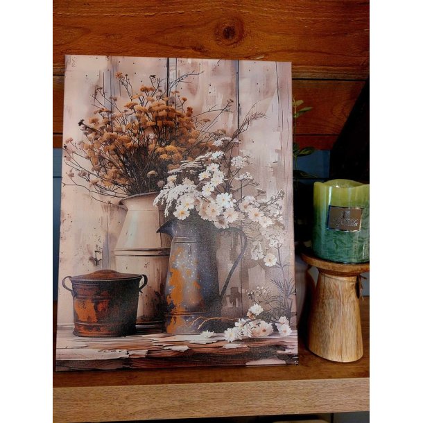 VAKKERT BILDE, LERRET P TRERAMME MED NOSTALGISK MOTIV 30 X 40 CM