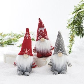 NISSEGNOM MED R�D LUE OG GR� KL�R, H 15 CM