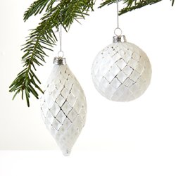 NYDELIG JULEKULE, HVIT M/SLV 8 CM, RUND