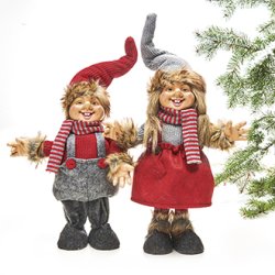 GLAD NISSEGUTT MED GR KLR OG RD LUE, H 55 CM M/LUE