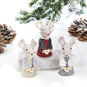 KOSELIG LITEN JULEMUS I STOFF, BEIGE, H 8 CM