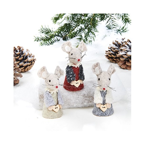 KOSELIG LITEN JULEMUS I STOFF, BEIGE, H 8 CM