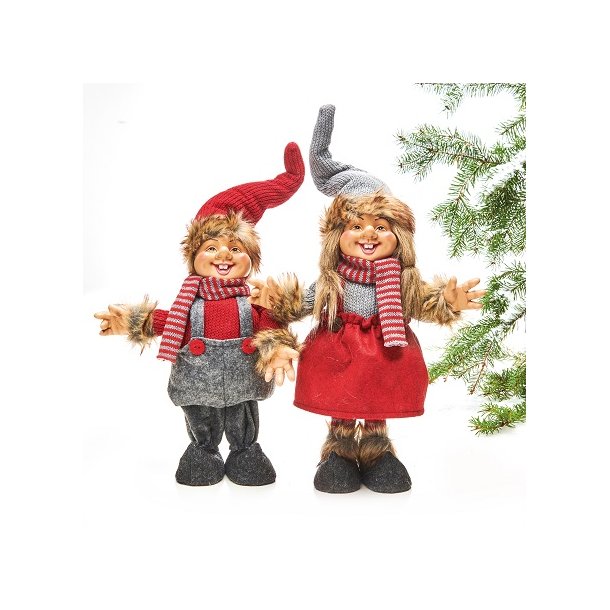 GLAD NISSEGUTT MED GR KLR OG RD LUE, H 55 CM M/LUE