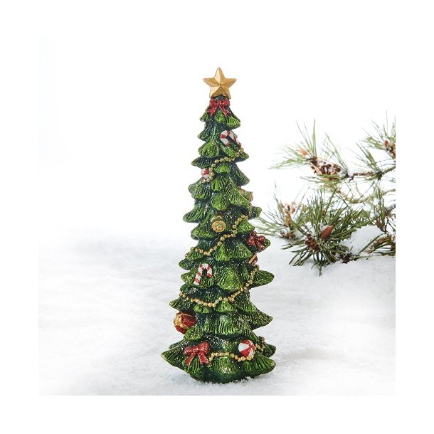 VAKKERT JULETRE I KERAMIKK MED PYNT OG GLITTER, H 24 CM