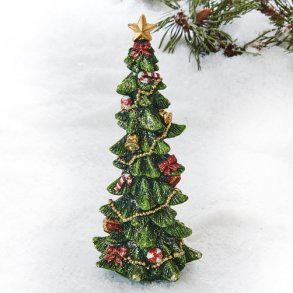 VAKKERT JULETRE I KERAMIKK MED PYNT OG GLITTER, H 19 CM