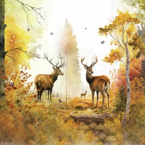 NYDELIG SERVIETT MED HJORTEMOTIV, KAFFE