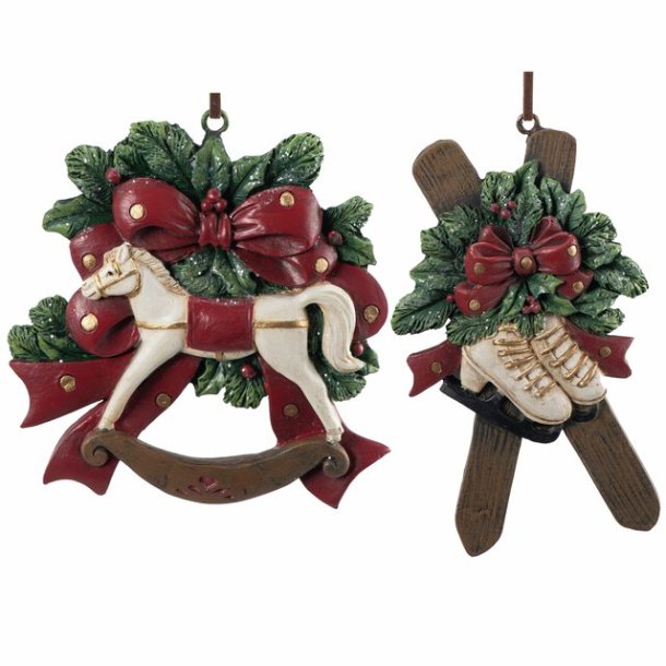 NOSTALGISK JULETRE PYNT, GYNGEHEST,  9 X 13 CM