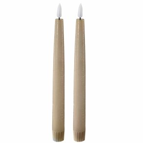 2-PAKNING LED KRONELYS, TAUPE, H 22 CM