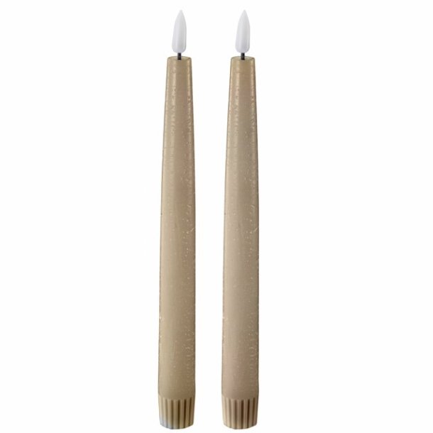 2-PAKNING LED KRONELYS, TAUPE, H 22 CM
