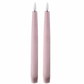 2-PAKNING LED KRONELYS, PASTEL ROSE, H 22 CM