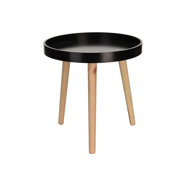 TRENDY BORD I TRE, SVART MED TREFARGEDE BEN, H 40 CM