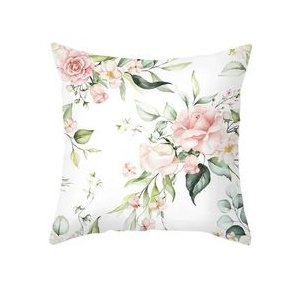 LEKKERT PUTETREKK MED ROSEMOTIV, HVIT OG ROSA, 45 X 45 CM