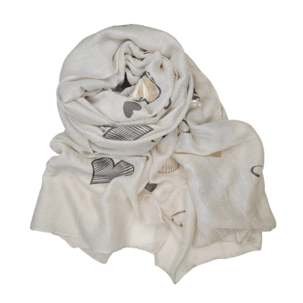 NYDELIG LETT SKJERF MED HJERTER, BEIGE