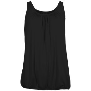 NYDELIG ENSFARGET TOPP MED STRIKK NEDE, VISCOSE JERSEY, SVART