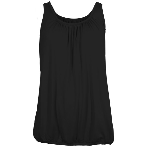 NYDELIG ENSFARGET TOPP MED STRIKK NEDE, VISCOSE JERSEY, SVART