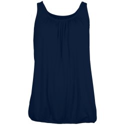 NYDELIG ENSFARGET TOPP MED STRIKK NEDE, VISCOSE JERSEY, M�RK BL�