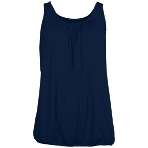NYDELIG ENSFARGET TOPP MED STRIKK NEDE, VISCOSE JERSEY, MRK BL